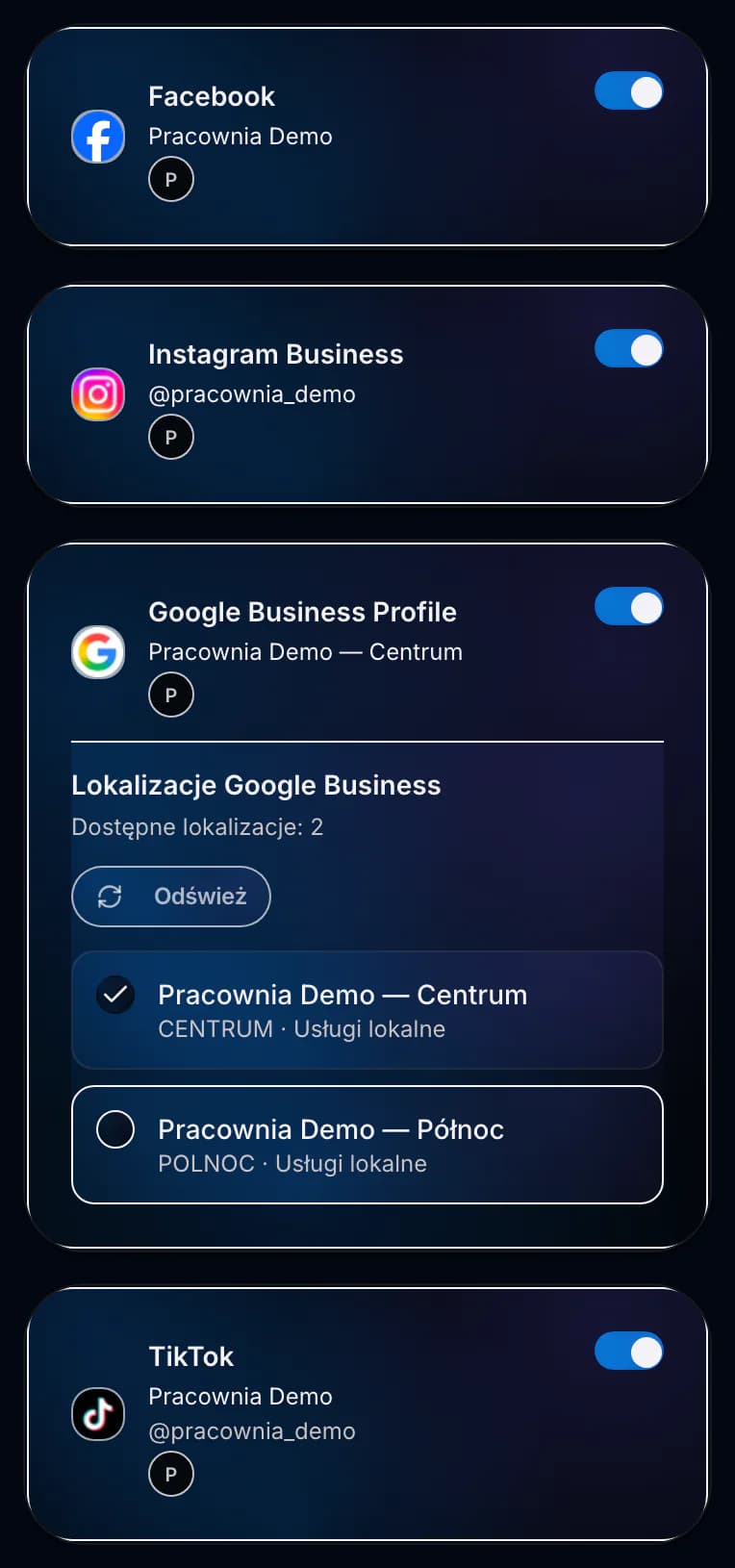 Połączone konta lokalnej firmy w Spreenity