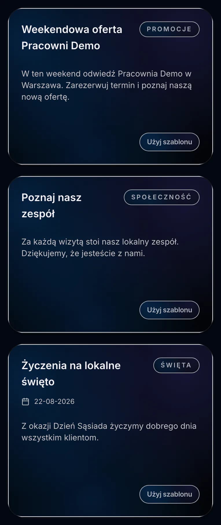 Szablony postów w Spreenity dla powtarzalnych tematów