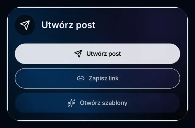 Panel Spreenity z wejściami do tworzenia i monitorowania postów