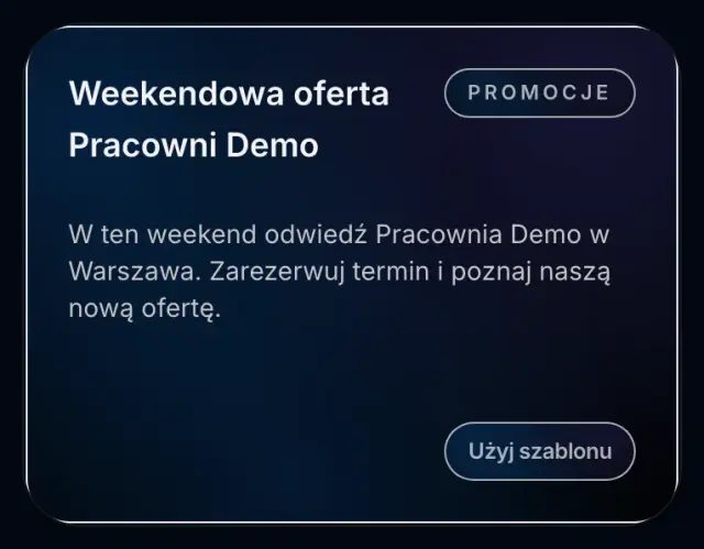 Przycisk Użyj szablonu w gotowym tekście posta