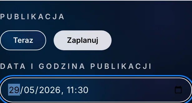 Planowanie daty i godziny publikacji w Spreenity